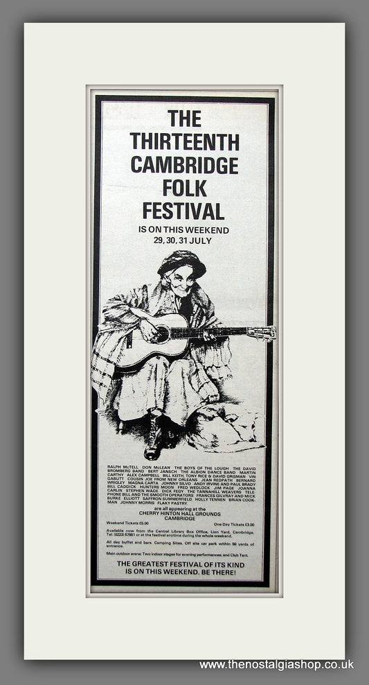 Cambridge Folk Festival '77. Original Advert 1977 (ref AD200191)