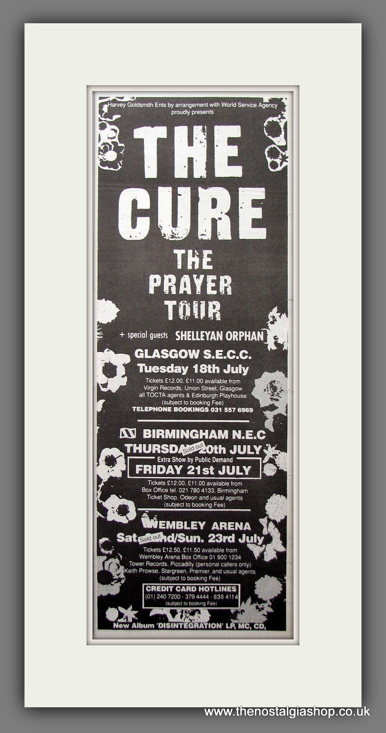 Cure. The Prayer Tour. Original Advert 1989 (ref AD200205)