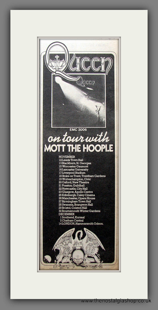 Queen on Tour with Mott The Hoople. Original Advert 1973 (ref AD200218)