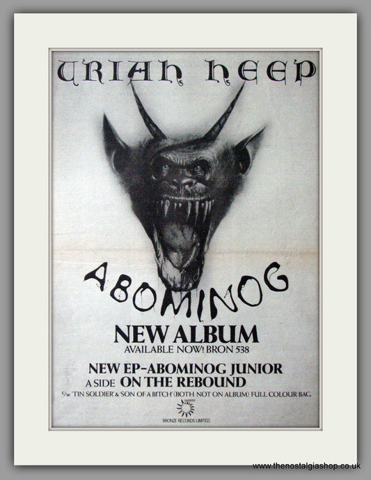 Uriah Heep. Abominog. Vintage Advert 1982 (ref AD11353)