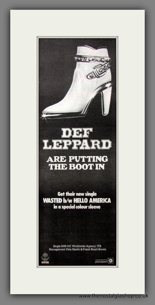 Def Leppard. Wasted/Hello America. Original Advert 1979 (ref AD200225)