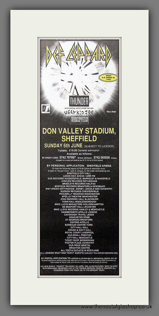 Def Leppard. Don Valley Stadium. Original Advert 1993 (ref AD200226)