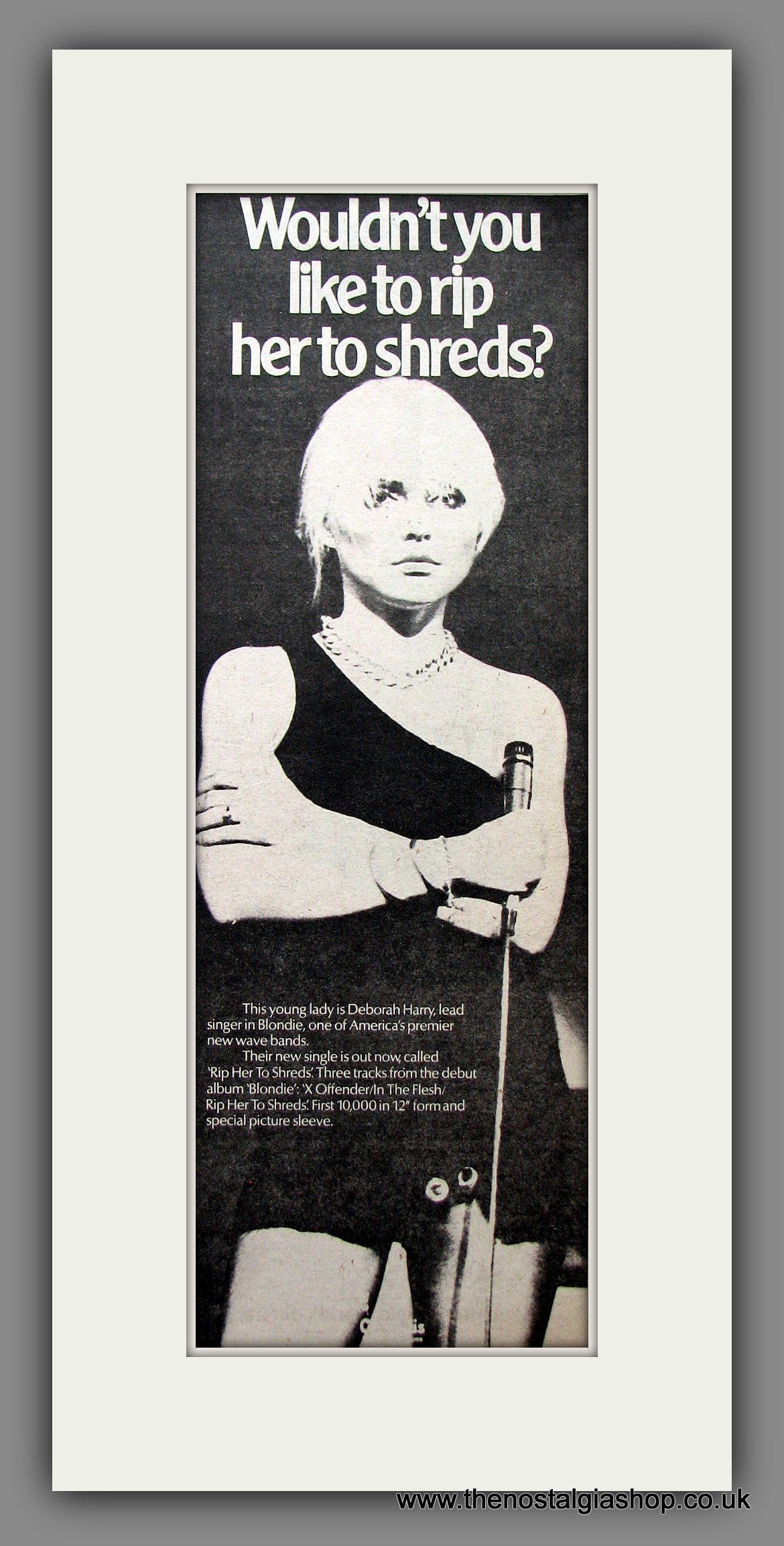 Blondie. Rip Her To Shreds. Original Advert 1977 (ref AD200227)