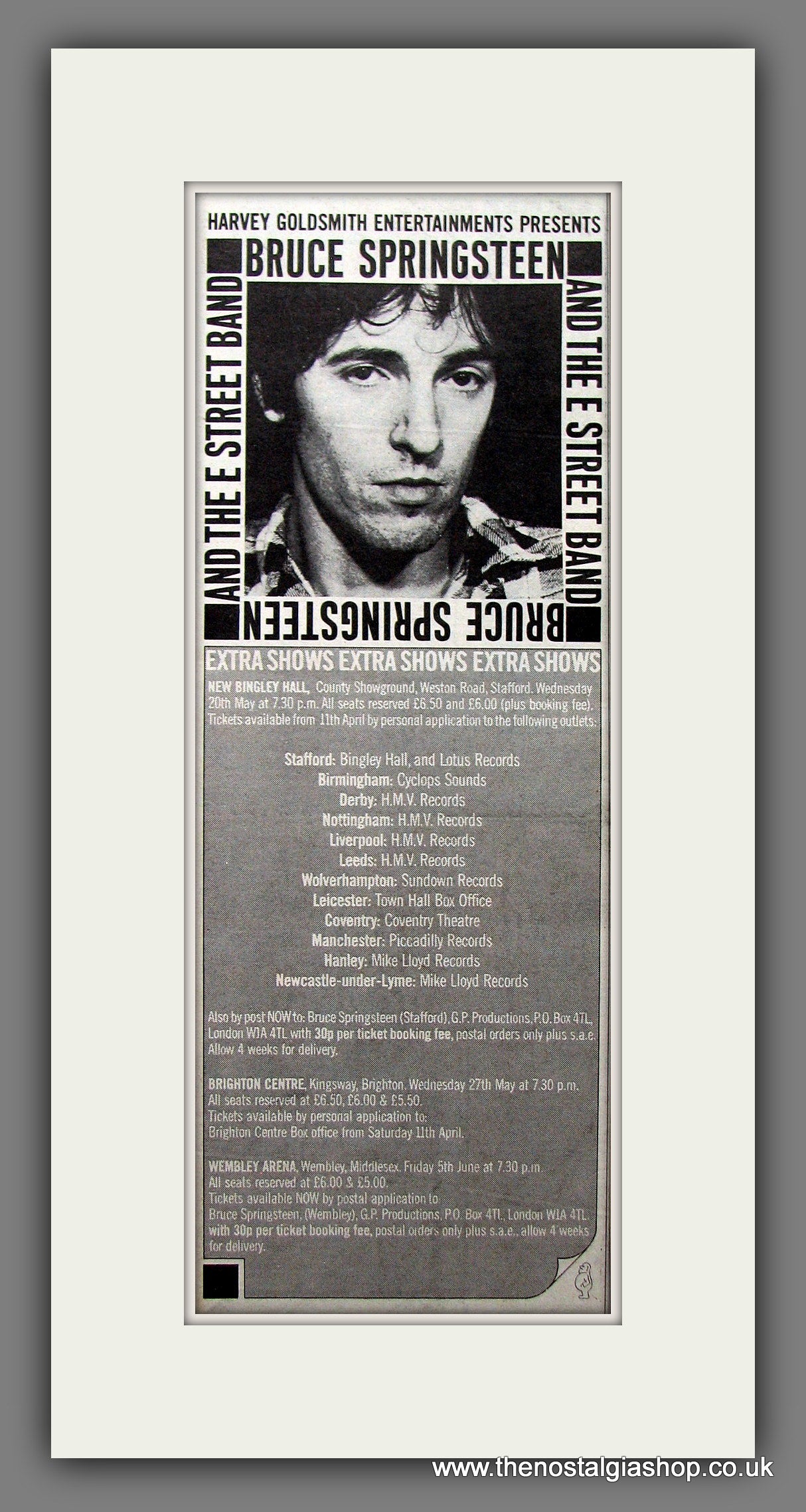 Bruce Springsteen. UK Tour. Original Advert 1981 (ref AD200229)