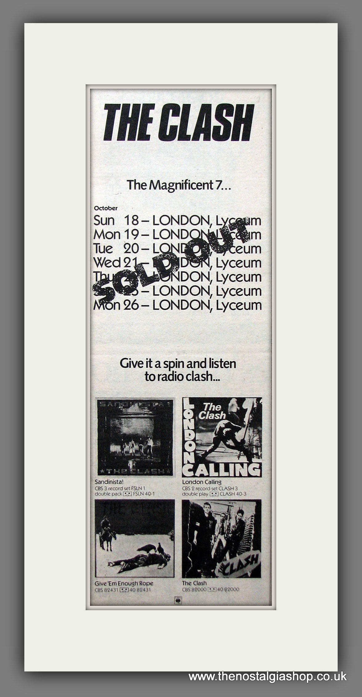 Clash (The) The Magnificent 7. Original Advert 1981 (ref AD200256)