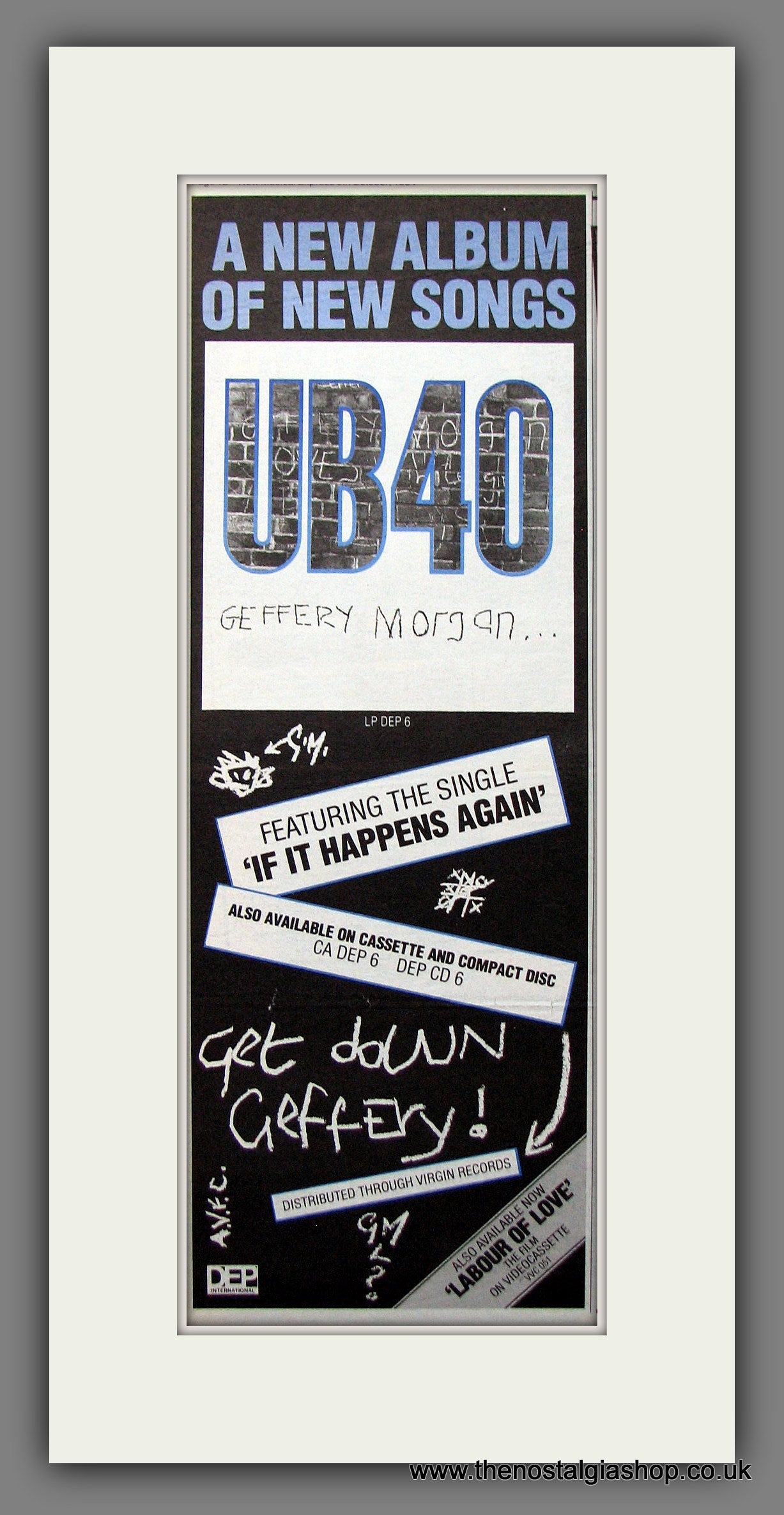 UB40 Geffery Morgan. Original Advert 1984 (ref AD200290)