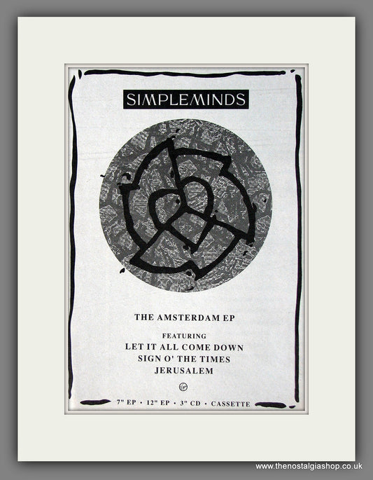 Simple Minds. The Amsterdam EP. Original Vintage Advert 1989 (ref AD56347)