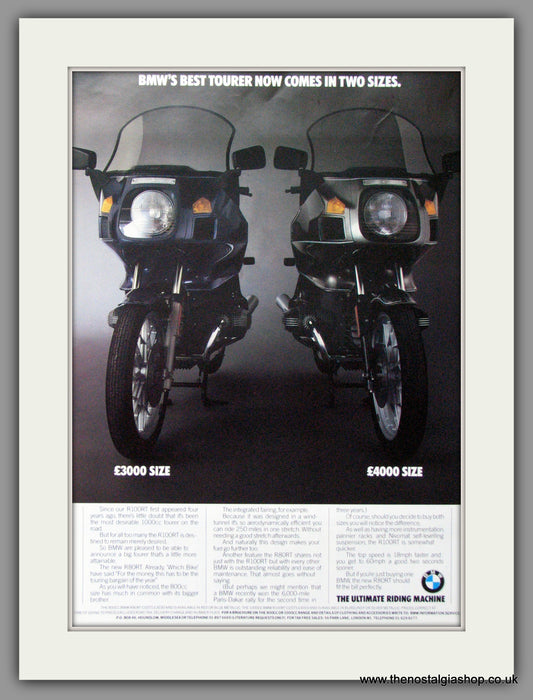BMW R100RT and R80RT Motorcycles. 1983 Original Advert (ref AD51582)