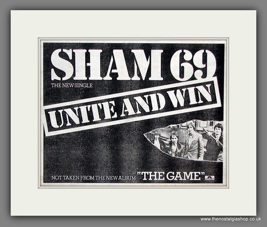 Sham 69. Unite And Win. Original Vintage Advert 1980 (ref AD56356)