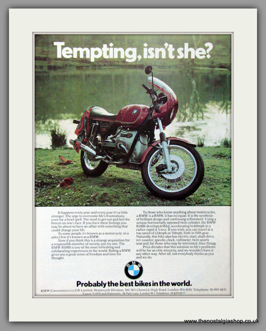 BMW R100S Motorcycle. 1978 Original Advert (ref AD51587)