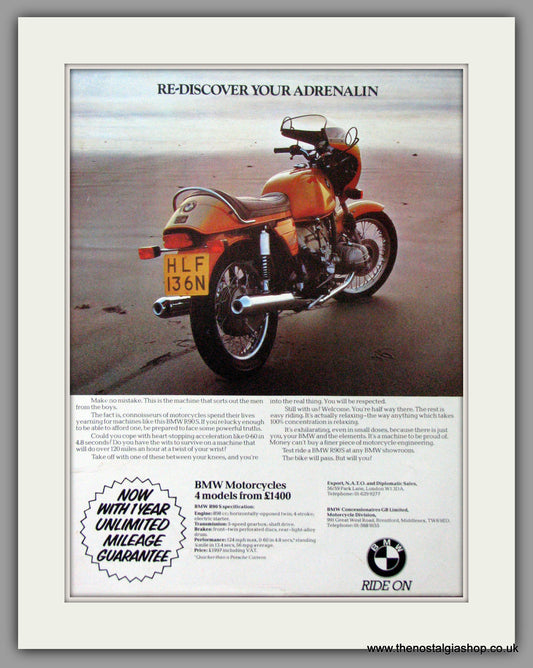 BMW R90S Motorcycle. 1975 Original Advert (ref AD51588)