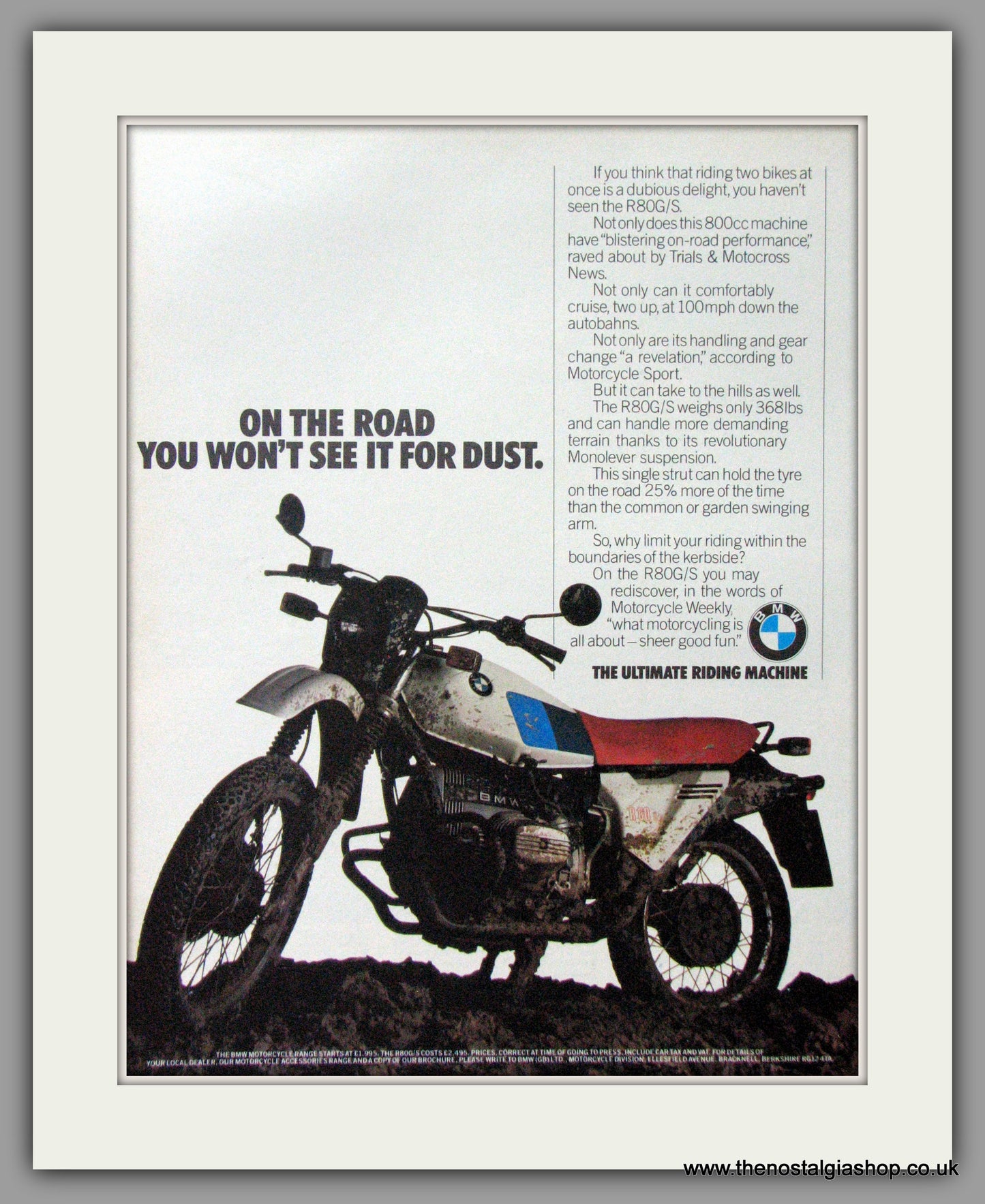 BMW R80G/S Motorcycle. 1981 Original Advert (ref AD51590)