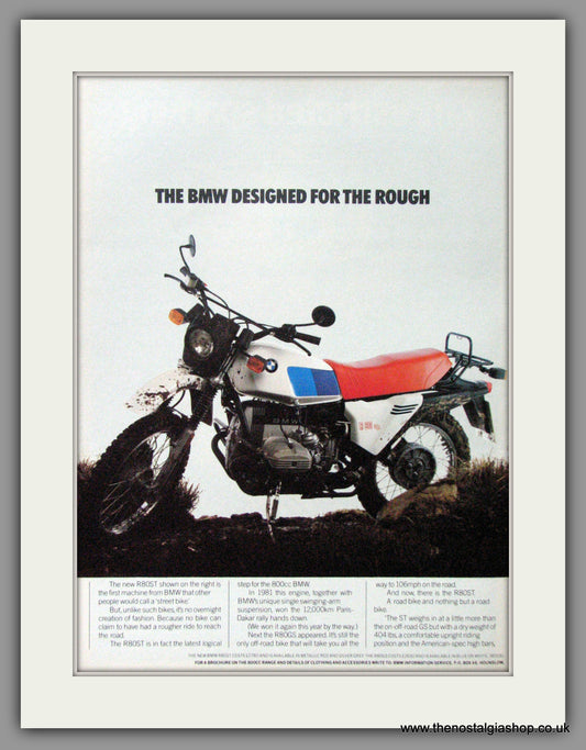 BMW R80ST Motorcycle. 1983 Original Double Advert (ref AD51591)
