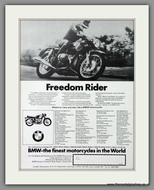 BMW Motorcycles. Freedom Rider 1973 Original Advert (ref AD51592)