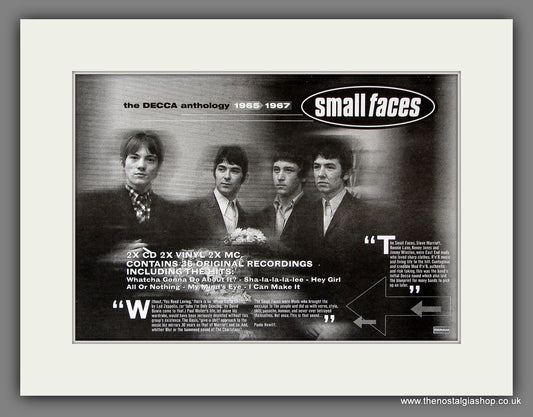 Small Faces (The) The Decca Anthology. Original Vintage Advert 1996 (ref AD56390)