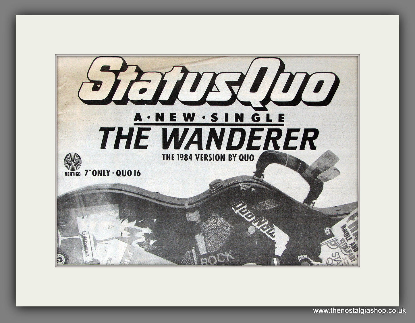 Status Quo The Wanderer. Original Vintage Advert 1984 (ref AD56403)