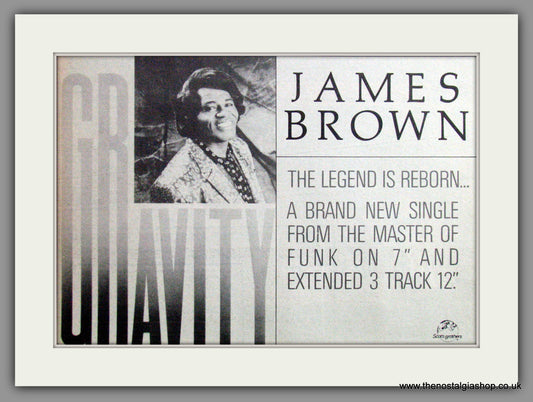 James Brown. Gravity. 1986 Original Advert (ref AD51725)