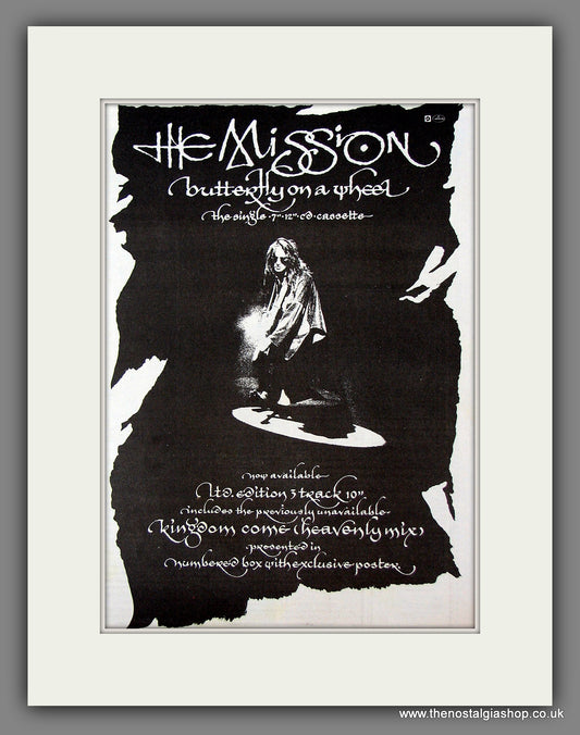 Mission (The) Butterfly On A Wheel. Original Vintage Advert 1990 (ref AD56435)