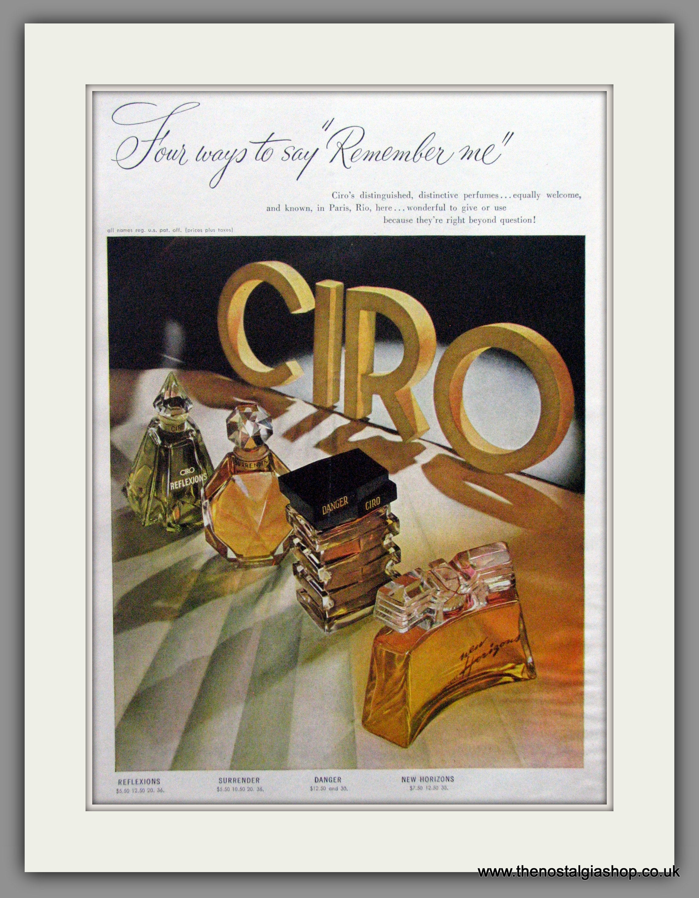 Ciro Perfume Range. Original Advert 1948 ref AD51700 The