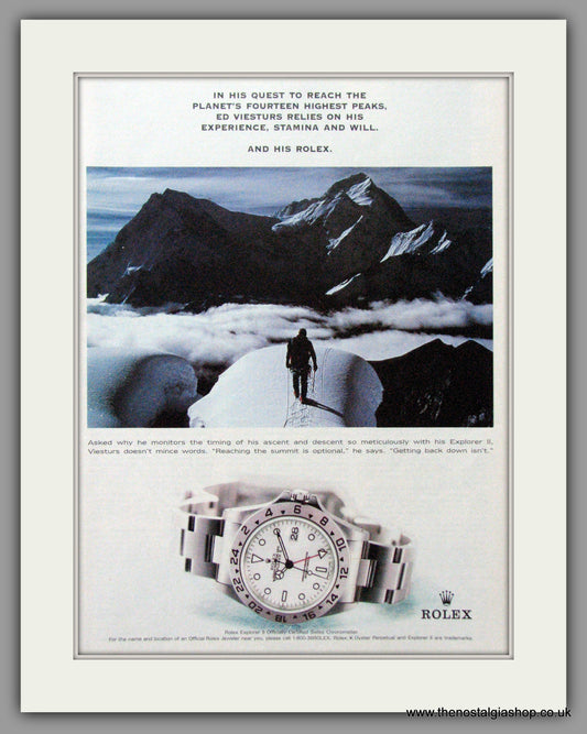 Rolex Explorer II worn by Ed Viesturs. Original Advert 1999 (ref AD51828)