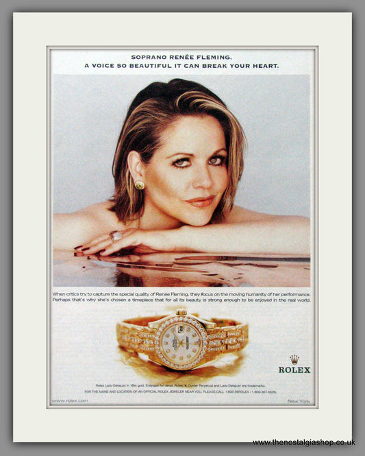 Rolex Lady Datejust worn by Renee Fleming, Soprano. Original Advert 2002 (ref AD51852)