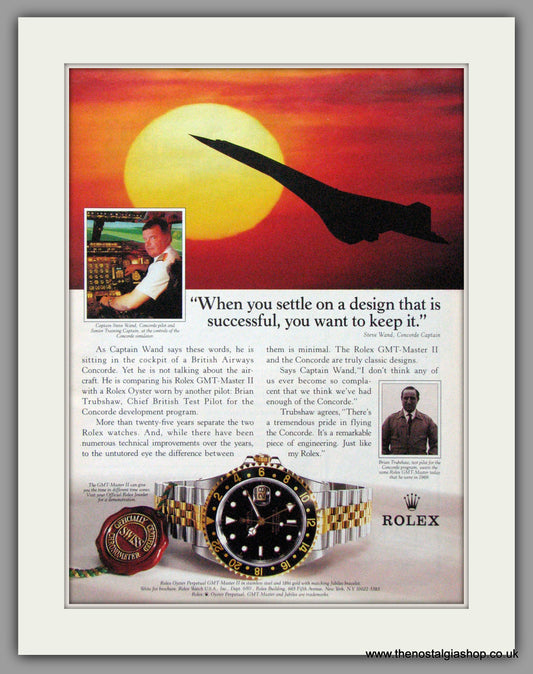 Rolex Oyster Perpetual GMT Master II and Concorde. Original Advert 1995 (ref AD51819)