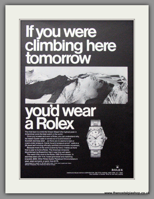 Rolex 1005 Chronomerer. Original Advert 1967 (ref AD51831)