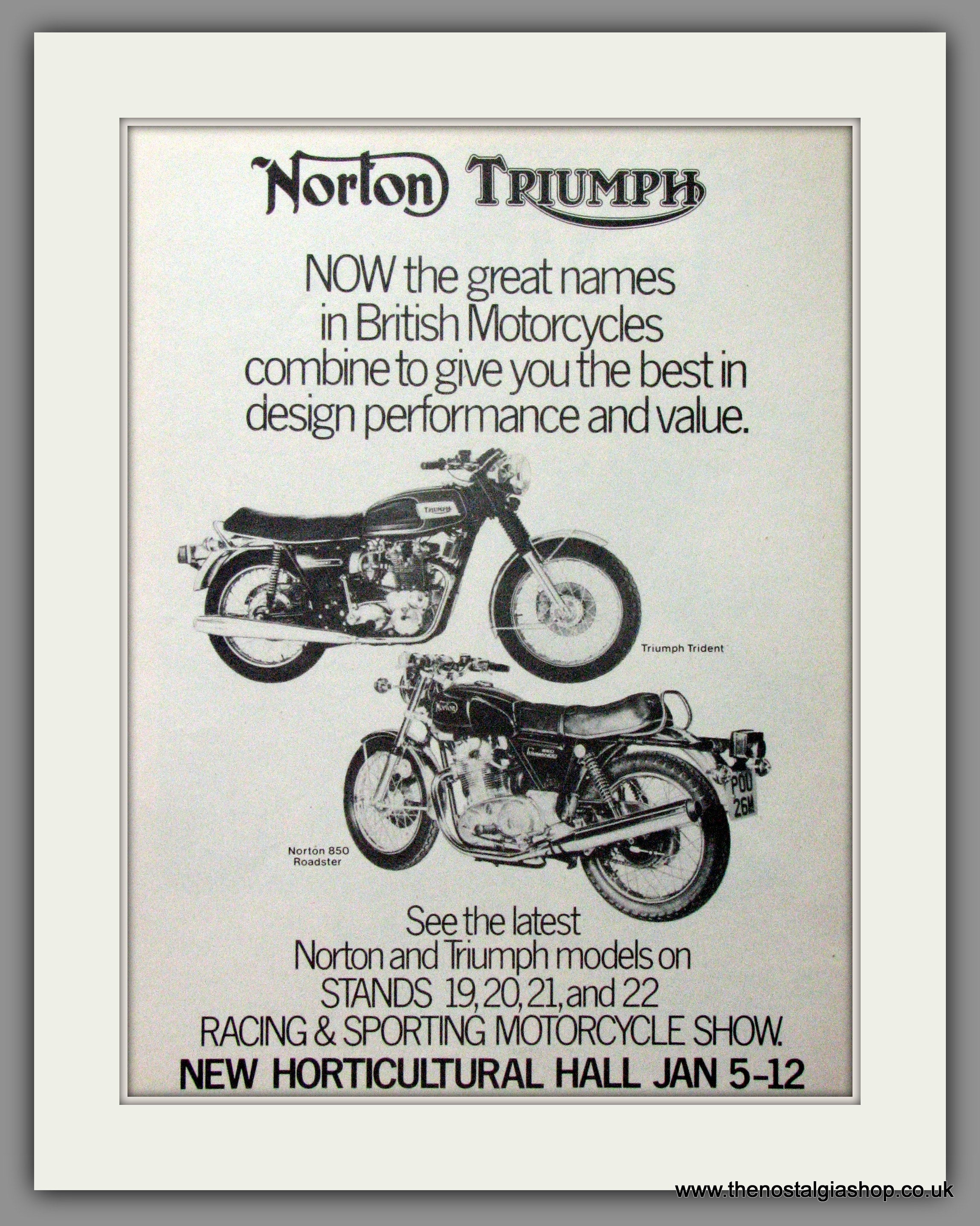 Norton Triumph. 850 Roadster and Triumph Trident . Original Advert 197 ...