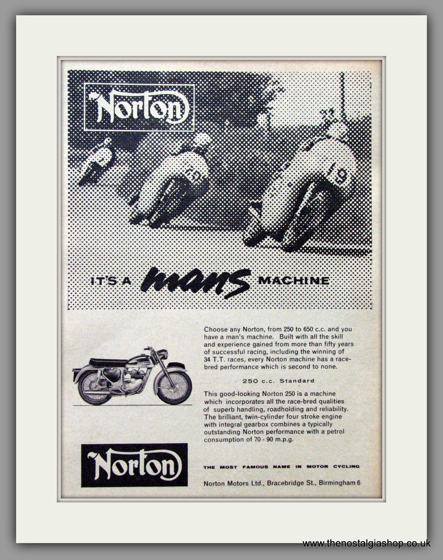 Norton 250cc Standard. Original Advert 1962  (ref AD51975)