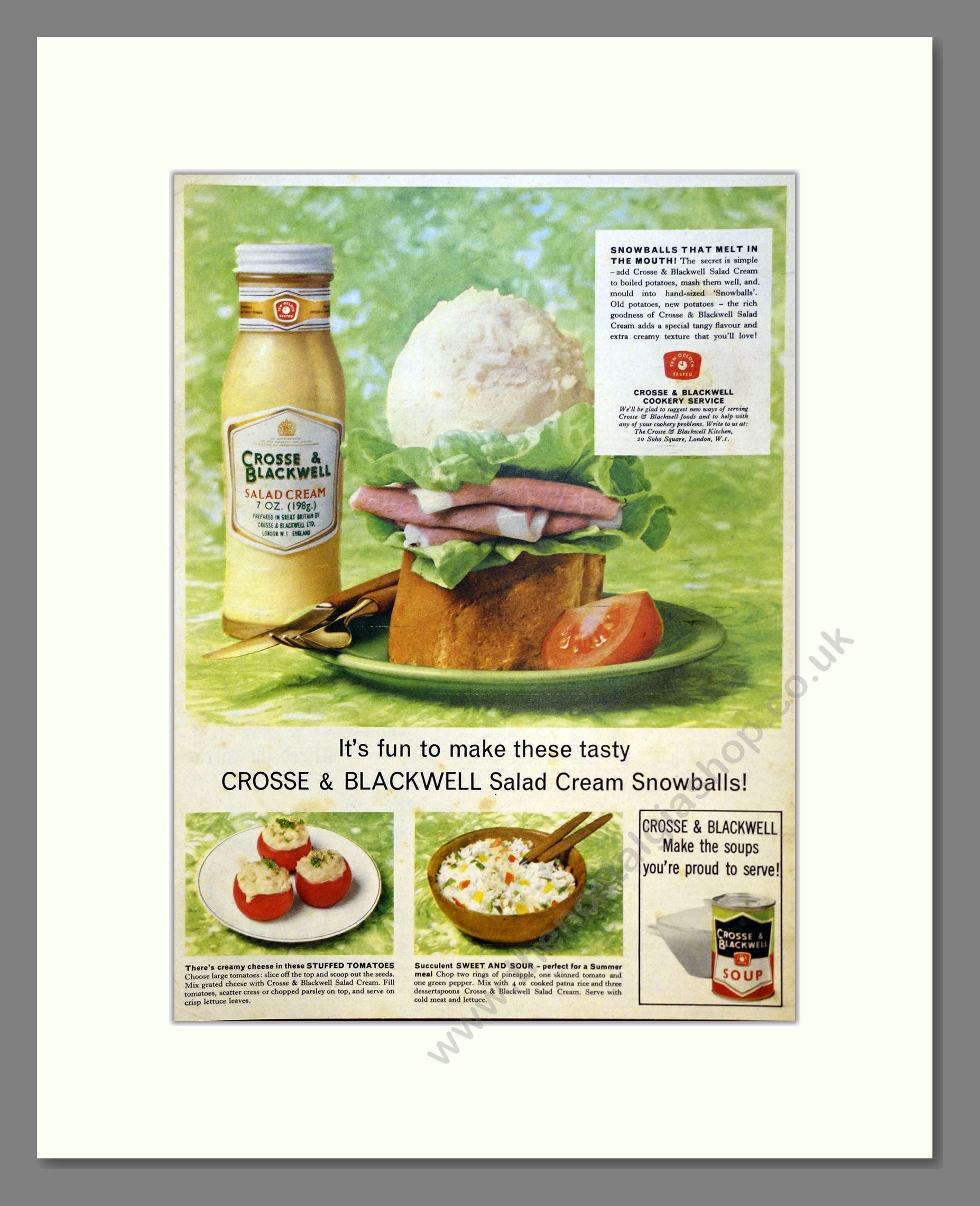 Cross and Blackwell Salad Cream. Vintage Advert 1969 (ref AD301466)