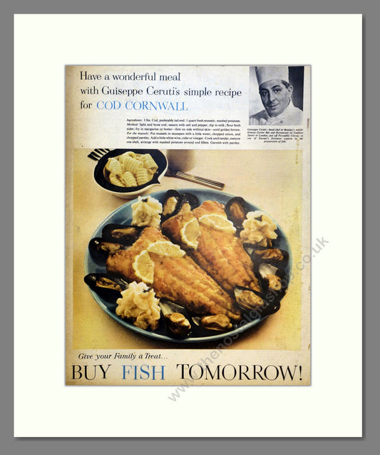 Fish - Cod Cornwall. Vintage Advert 1956 (ref AD301472)