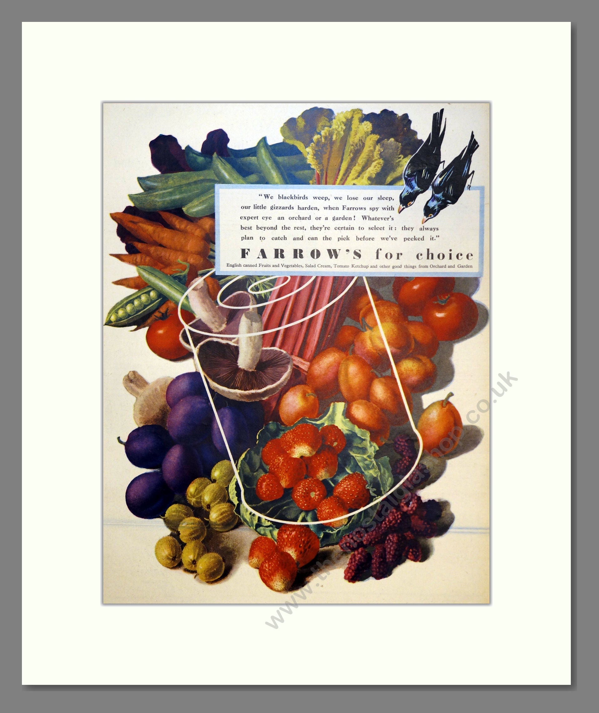 Farrow's Vegetables. Vintage Advert 1948 (ref AD301483)