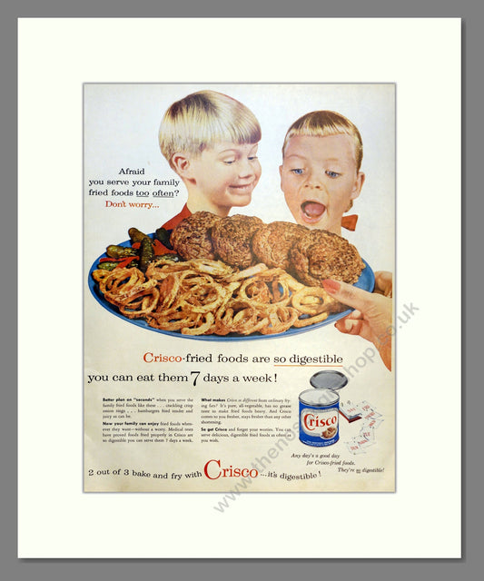 Crisco Fried Foods. Vintage Advert 1956 (ref AD301486)