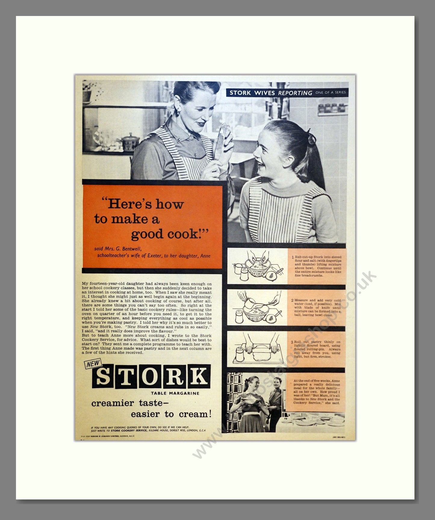 Stork Margarine. Vintage Advert 1958 (ref AD301518)