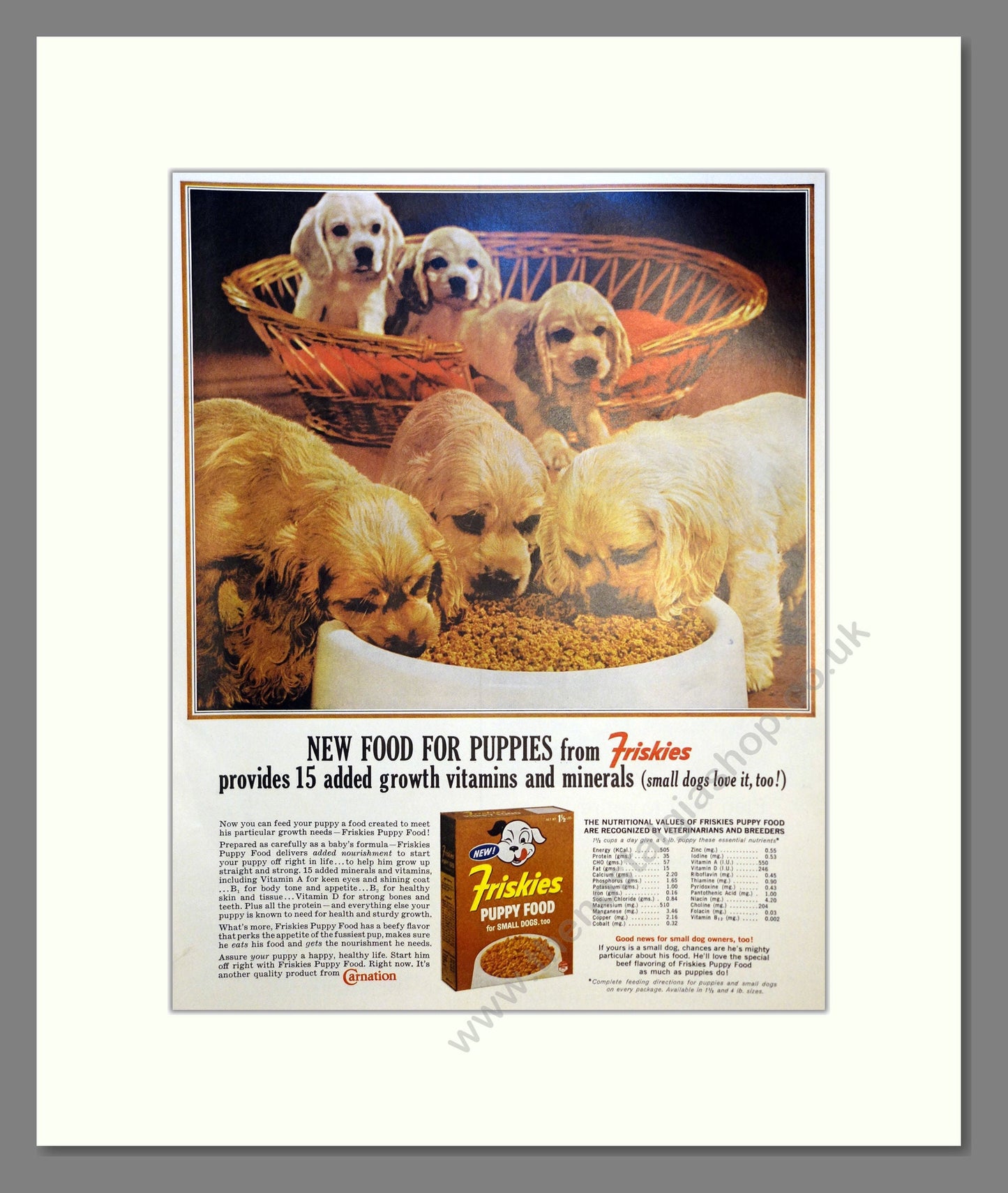 Friskies Puppy Food. Vintage Advert 1963 (ref AD301586)