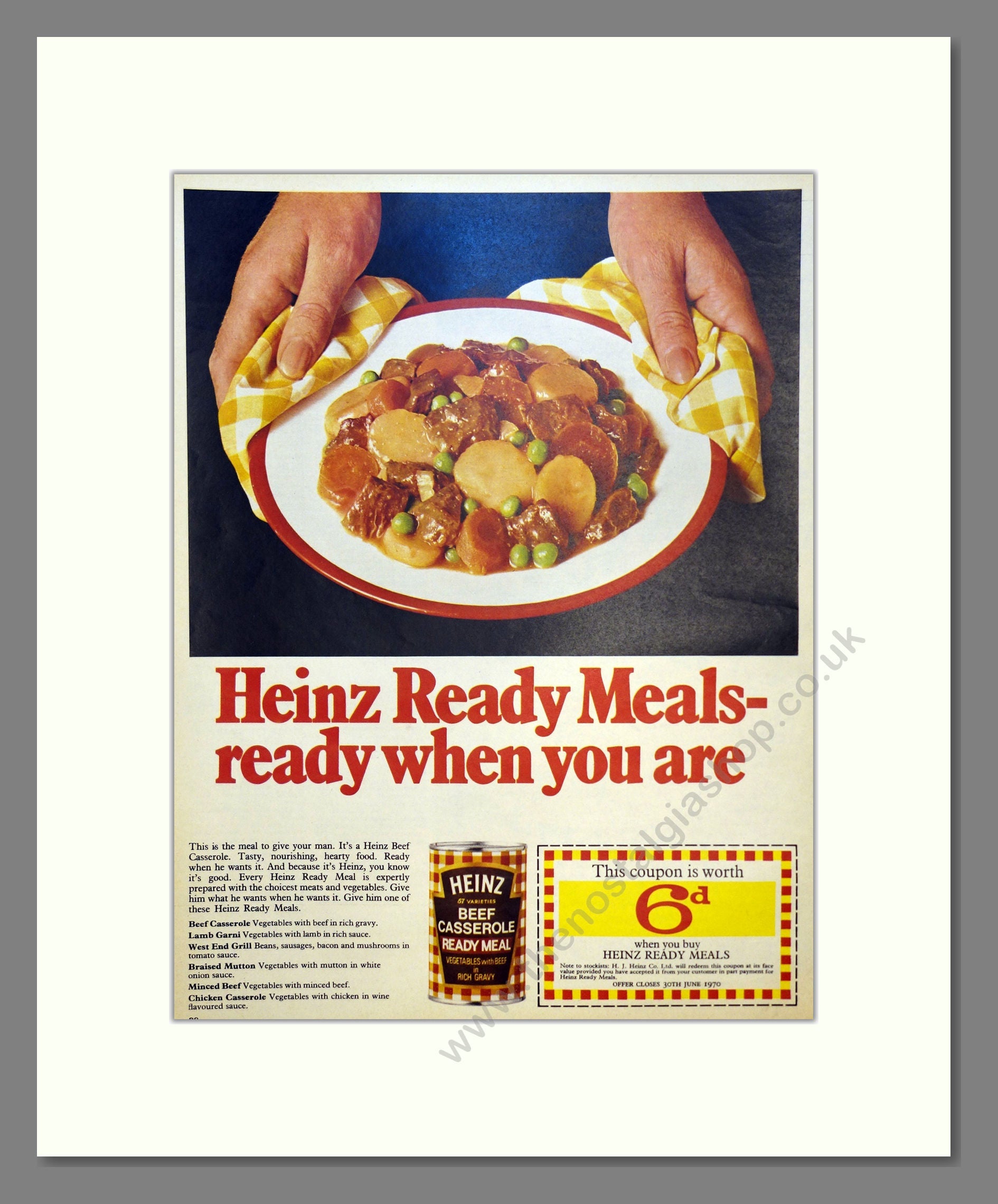 Heinz Ready Meals. Vintage Advert 1969 (ref AD301628)