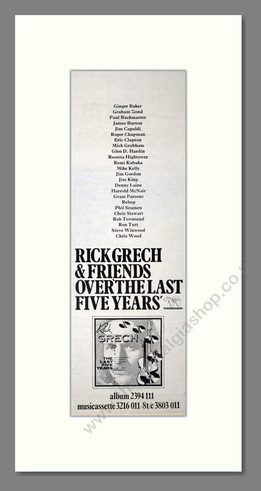 Rick Grech And Friends - Over The Last Five Years. Vintage Advert 1973 (ref AD201108)