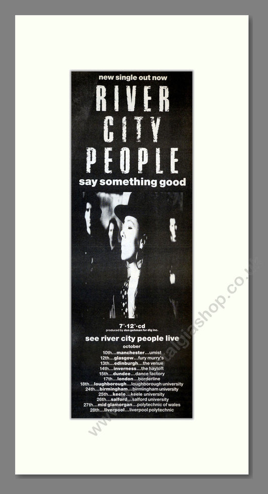 River City People - Say Something Good (UK Tour). Vintage Advert 1989 (ref AD201112)