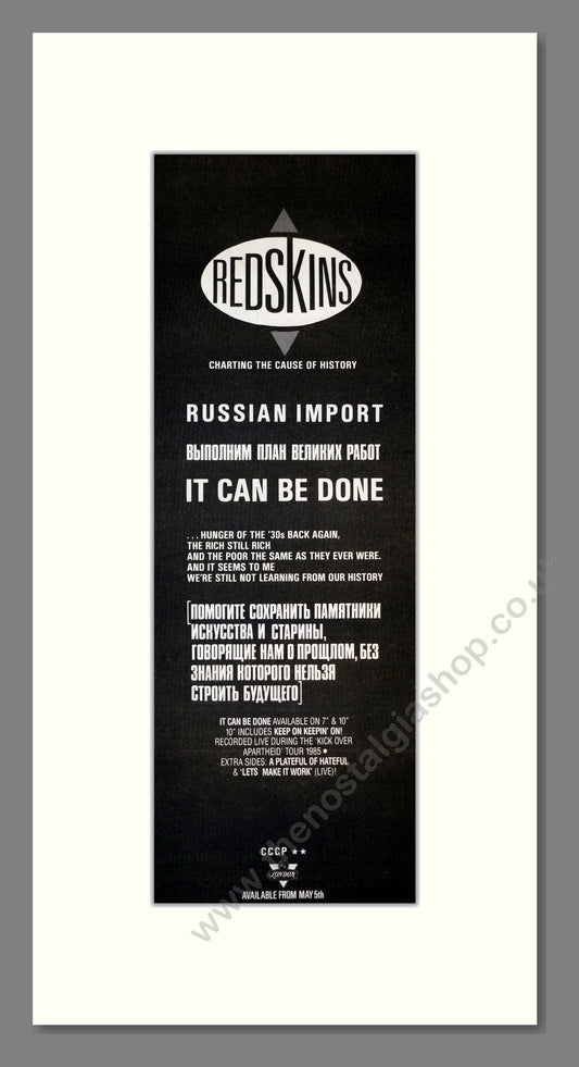 Redskins - It Can Be Done. Vintage Advert 1986 (ref AD201128)