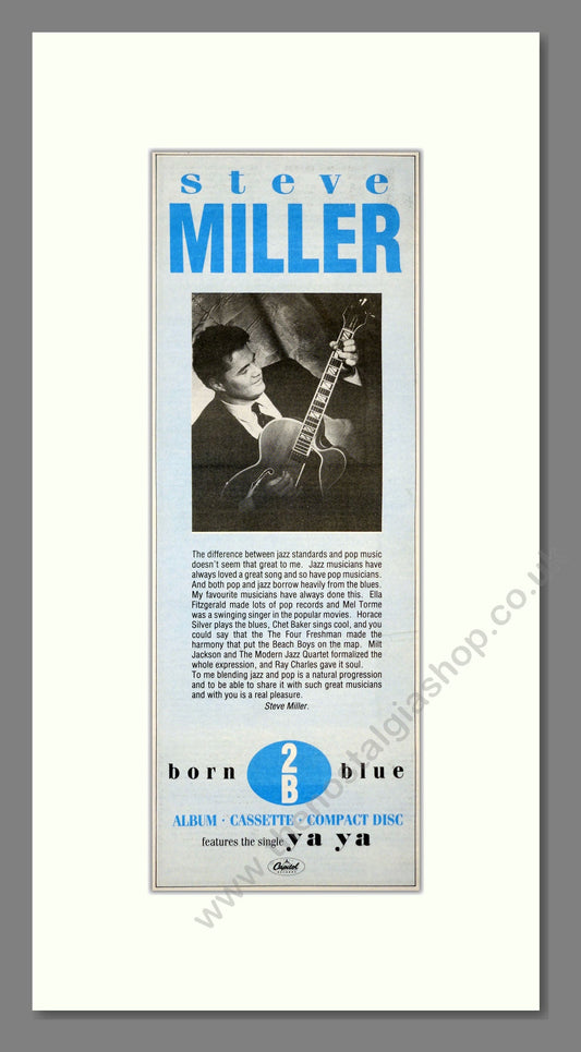 Steve Miller Band - Born 2B Blue. Vintage Advert 1988 (ref AD201136)