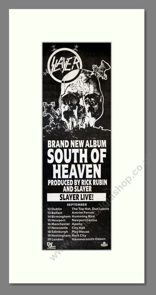 Slayer - South Of Heaven. Vintage Advert 1988 (ref AD201147)