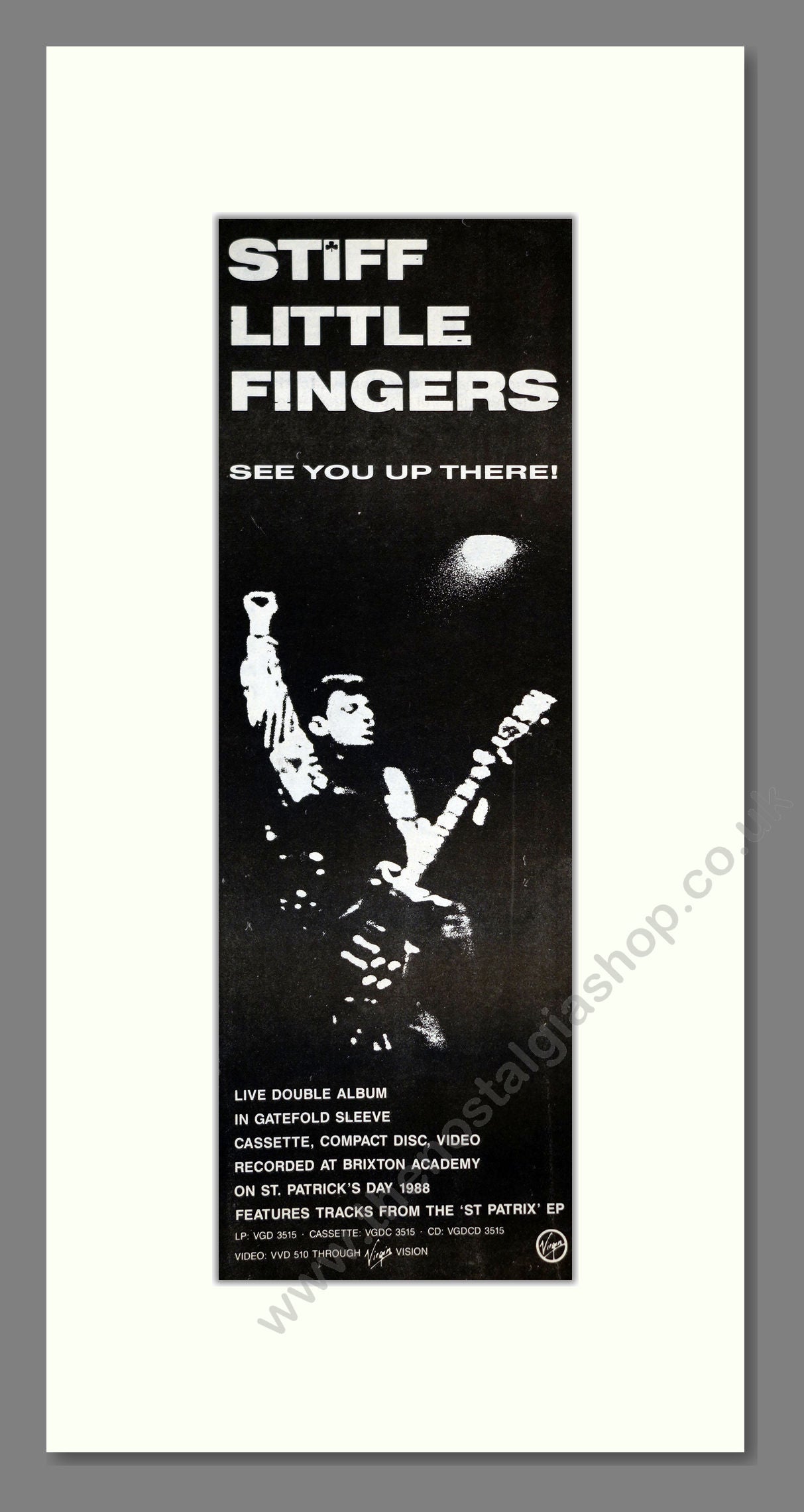 Stiff Little Fingers - See You Up There. Vintage Advert 1989 (ref AD201149)