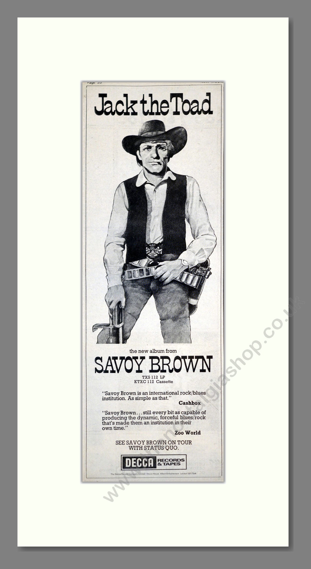 Savoy Brown - Jack The Toad. Vintage Advert 1973 (ref AD201194)