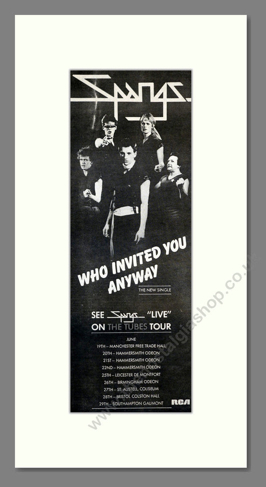 Spangs - Who Invited You Anyway (UK Tour). Vintage Advert 1981 (ref AD201211)