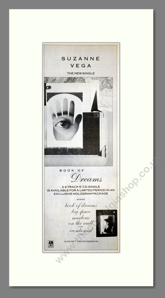 Suzanne Vega - Book Of Dreams. Vintage Advert 1990 (ref AD201212)