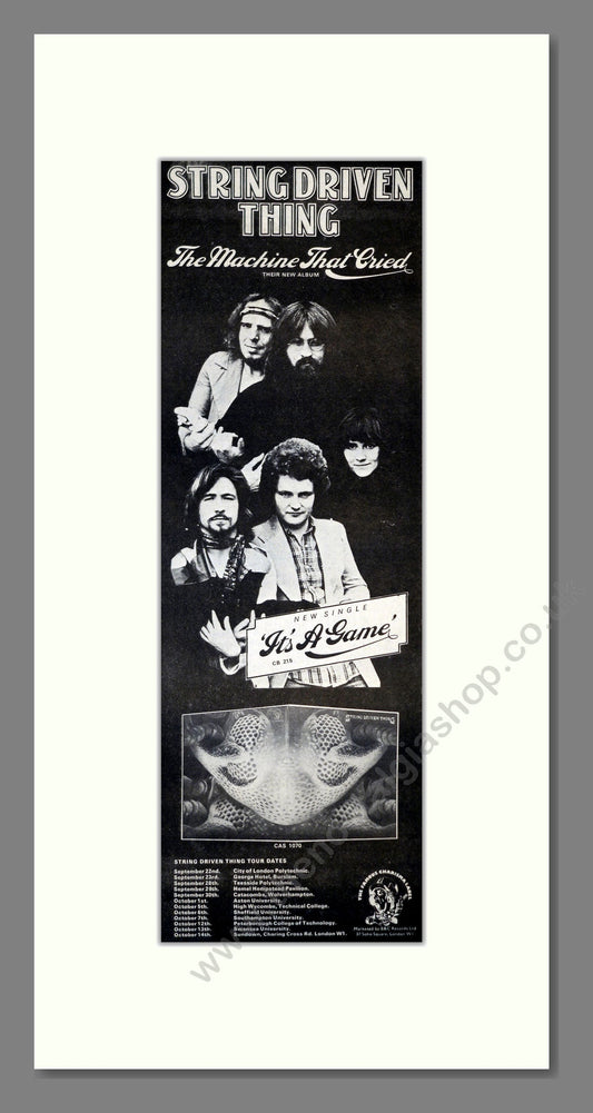 String Driven Thing - It's A Game (UK Tour). Vintage Advert 1973 (ref AD201219)