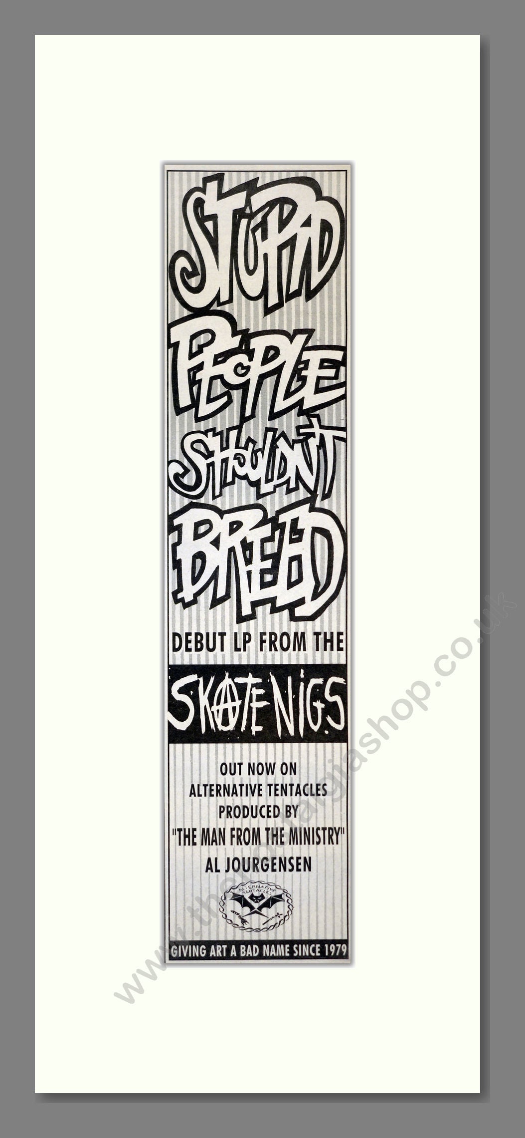 Skate Nigs - Stupid People Shouldn't Breed. Vintage Advert 1992 (ref AD201227)