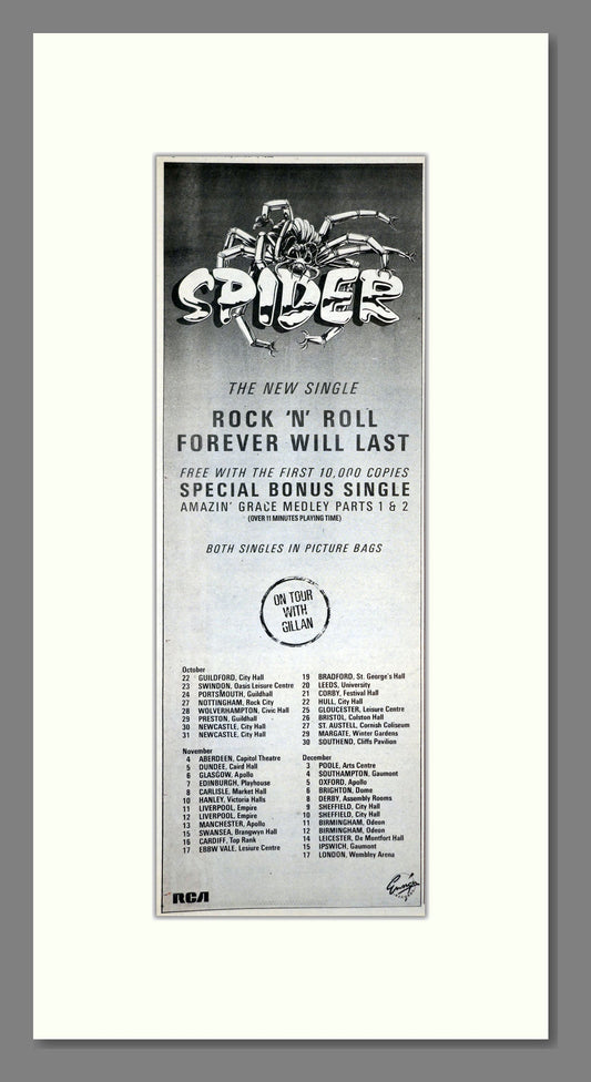 Spider - Rock n Roll Forever Will Last. Vintage Advert 1982 (ref AD201228)