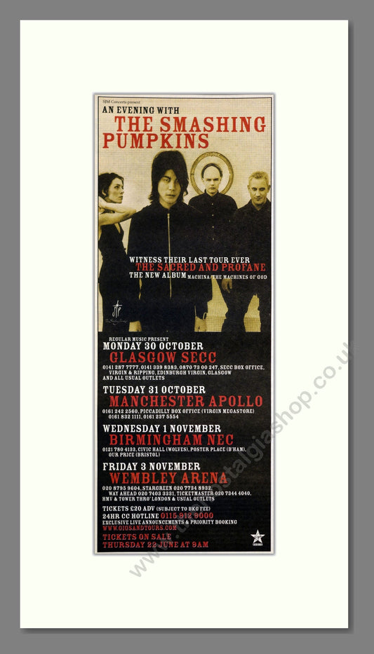 Smashing Pumpkins (The) - UK Tour. Vintage Advert 2000 (ref AD201240)