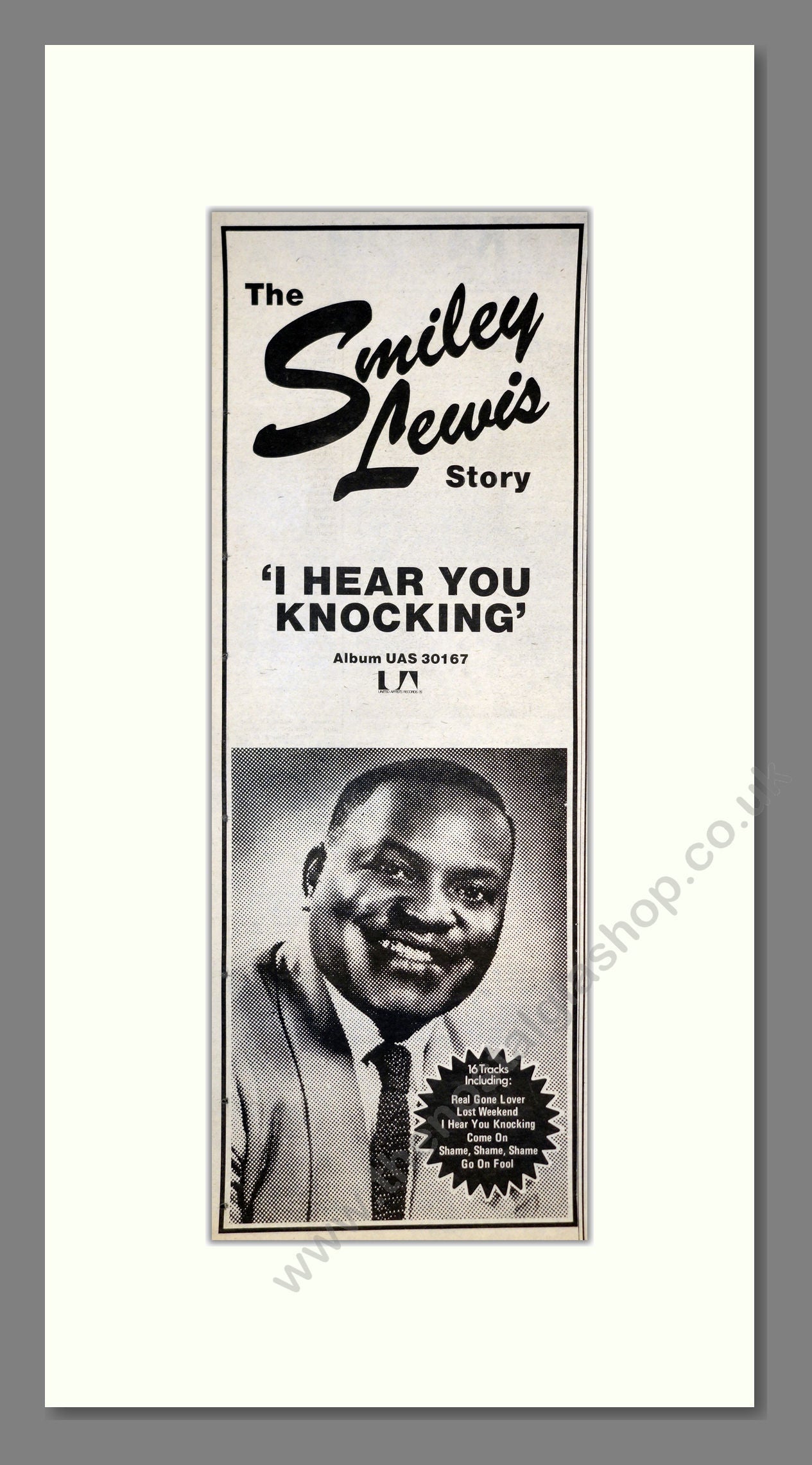 Smiley Lewis Story - I Hear You Knocking. Vintage Advert 1978 (ref AD201245)